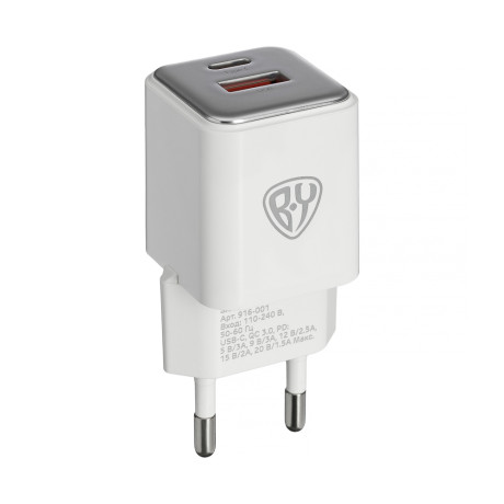 BY Сетевое зарядное устройство Safe, 30 Вт, USB-A+C, белый