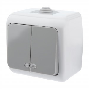 ЭРА Intro Atlantic выкл. ОУ 2 кл. серый (инд.,) 10А (корп. PC) IP54 5-105-03 9540