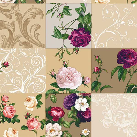 Клеенка 140*20 ДЕКОРАМА 227А (Пионы, беж.квадрат) ТУРЦИЯ