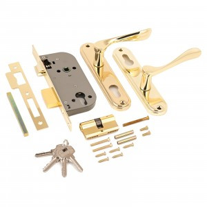 АЛЛЮР 127/1 GP латунь 5кл М/О расстояние 70мм 1-ригель Замок врезной с/руч  (12)