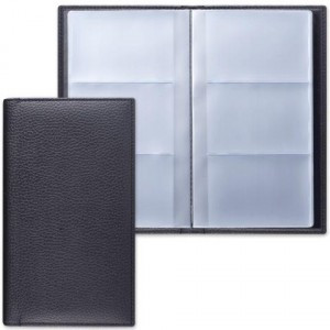 Визитница трехрядная BRAUBERG "Favorite" на 72 визитки, "фактурная кожа", черная, 231655