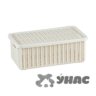 Коробка ВЯЗАНИЕ 3л с крышкой БЕЛ РОТАНГ М2369 (12)