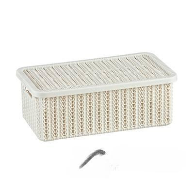 Коробка ВЯЗАНИЕ 3л с крышкой БЕЛ РОТАНГ М2369 (12)