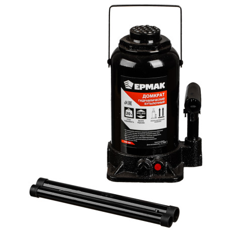 ЕРМАК Домкрат гидравлический бутылочный 20 т, высота подъема 244-449мм