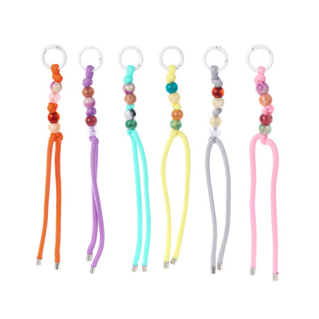 Подвеска брелок паракорд и бусины тм ЮL Indian Summer, нейлон, пластик, 21 см, 6 цветов