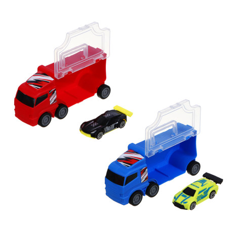 ИГРОЛЕНД Автовоз с машинкой, АБС, 14,5 х7,2x5 см, 2 цвета