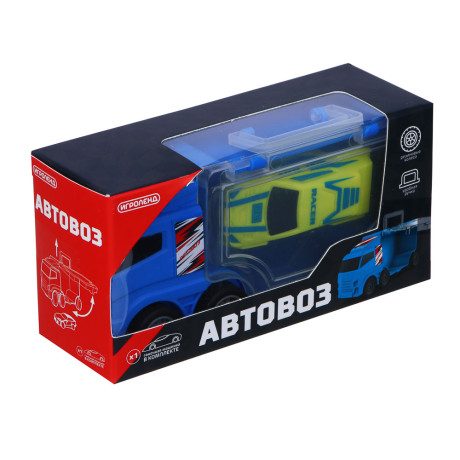 ИГРОЛЕНД Автовоз с машинкой, АБС, 14,5 х7,2x5 см, 2 цвета
