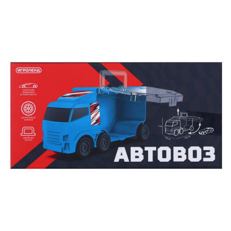 ИГРОЛЕНД Автовоз с машинкой, АБС, 14,5 х7,2x5 см, 2 цвета