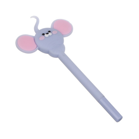 Ручка гелевая синяя "Мышки", силиконовый корпус, 4 вида, шоу-бокс