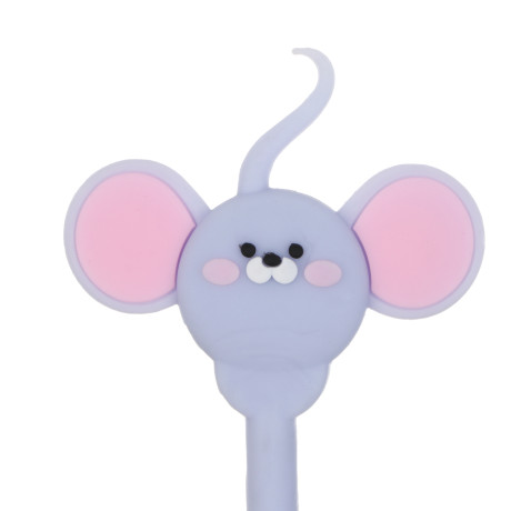 Ручка гелевая синяя "Мышки", силиконовый корпус, 4 вида, шоу-бокс