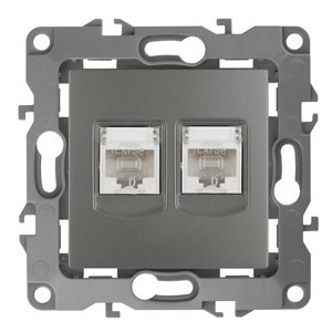 ЭРА 12 мех. роз. комп. СУ 2 мест. RJ45, графит, автоклеммы 12-3108-12 0139