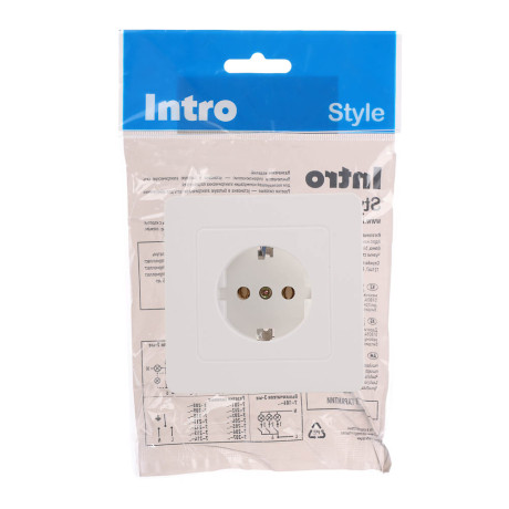 Розетка скрытой установки Intro Style с заз. 2P+E Schuko, 16А-250В, IP20, СУ, 7-202-01, белый