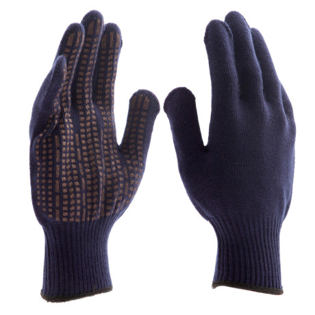 Перчатки трикотажные, акрил, ПВХ гель, "Протектор", синий, оверлок Сибртех