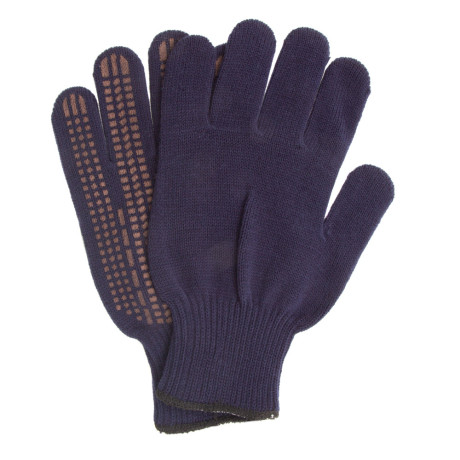 Перчатки трикотажные, акрил, ПВХ гель, "Протектор", синий, оверлок Сибртех