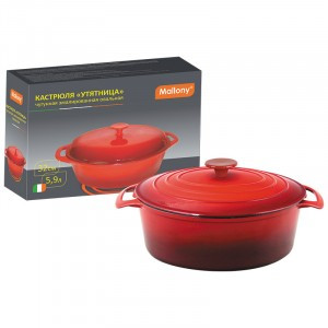 Кастрюля чугунная эмал. с крышкой "Утятница" OCE-32, 5,9л, d=32см, овальная, 985037 Mallony