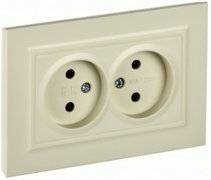 IEK BRITE роз. СУ 2 мест. 10А бежевый РС12-2-БрКр BR-R20-10-K10-F