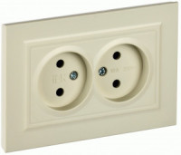 IEK BRITE роз. СУ 2 мест. 10А бежевый РС12-2-БрКр BR-R20-10-K10-F