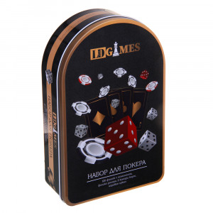 LDGames Набор для покера, в жестяном боксе 24х15см, пластик, металл, в подарочной упаковке