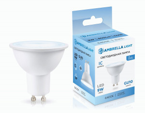 Ambrella лампа св/д MR16 GU10  9W(800lm) 6400K 6K 50х54 IC 190906