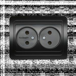 Smartbuy Марс роз. СУ 2-местная без заземления 10А черная,  (SBE-02b-10-S2-N-c)