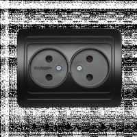 Smartbuy Марс роз. СУ 2-местная без заземления 10А черная,  (SBE-02b-10-S2-N-c)