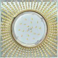 Ecola GX53 H4 св-к Стекло Квадрат c прозр.стразами золото-золото фон зерк. 40x123 FG53SGECB (10!)