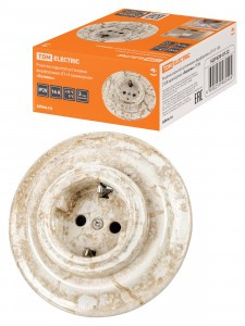 TDM Болонь Розетка СУ фарфоровая 2П+З 16А 250В мрамор Ретро SQ1820-0122