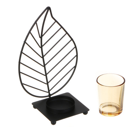 Подсвечник металлический со стеклянным стаканом для одной свечи, 8х11,5х20 см