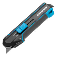 Нож-скребок выдвижной, 19мм, сменное лезвие, SK2, 5 запас. лезвий, алюмин. корпус GROSS