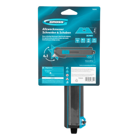 Нож-скребок выдвижной, 19мм, сменное лезвие, SK2, 5 запас. лезвий, алюмин. корпус GROSS