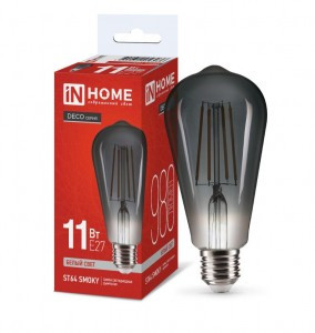 ASD/InHome лампа св/д Deco ST64 E27 11W(980lm) 4000K 4К 146x64 филамент (нитевидная) дымчатая 6036