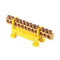 EKF Шина N &quot;Ноль&quot; (нул.) PE 6х9мм 10 отв. латунь зеленый изолированный корпус на DIN-рейку PROxima s