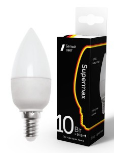 "Supermax свеча  E14 10W (800lm) 4000K 4K матов. 110x37 Sup_LED10wCNE1440
