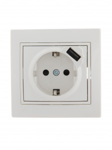 Lezard Мира роз. СУ 1 мест. 16А + USB 2.1A 1 мест. бел. (земля, корпус PC) 701-0202-181