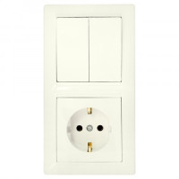 Bylectrica СТИЛЬ Блок (2 выкл. + роз.заз.конт.) СУ беж., (2В-РЦ-693 беж.)