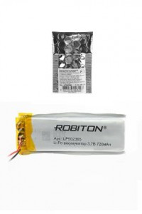 Ак-р Robiton Li-Po LP502365 720mAh 3.7V с защитой, 14066