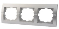 Lezard DERIY рамка 3 мест. горизонт. металлик серый