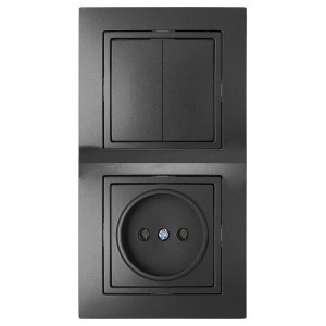 Bylectrica УЮТ блок СУ (2 кл. выкл. + роз.) (корп. ABS) графит, ( 2В-РЦ-727 графит)