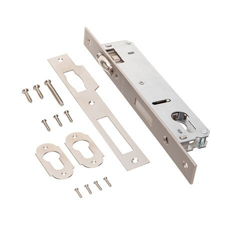 Замок врез 7300-25-R-NIS Apecs с ролик. защелкой (бэксет 25мм, Б/цил.)  \30