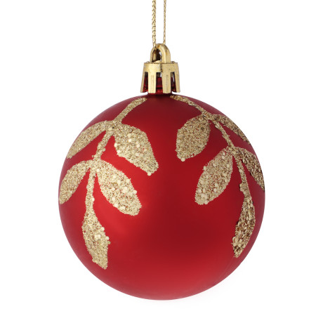 СНОУ БУМ Набор шаров 6 см, 6 шт, красный, пластик, глиттер, 26-107