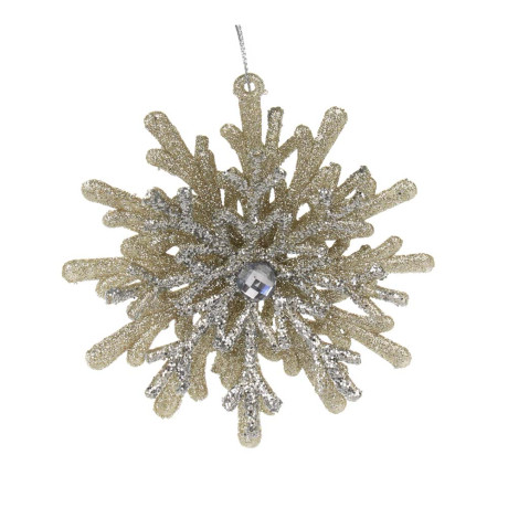 СНОУ БУМ Подвеска декоративная "Снежинка" 12 см, пластик, глиттер, золото