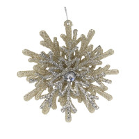 СНОУ БУМ Подвеска декоративная &quot;Снежинка&quot; 12 см, пластик, глиттер, золото