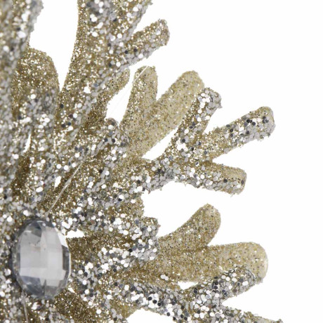 СНОУ БУМ Подвеска декоративная "Снежинка" 12 см, пластик, глиттер, золото