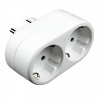 Uniel разветвитель (тройник) 2роз. 16А белый, земля, шторки S-GES2-16O