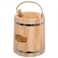 Ведро 9л с орнаментом &quot;Цветы&quot;, липа, 33427 Банные штучки