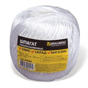 Шпагат полипропиленовый, диаметр 2 мм, длина 125 м, бухта 0,2 кг. (ПП 1600 текс)