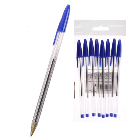 Набор ручек шариковых, синие, 8 шт. в уп.