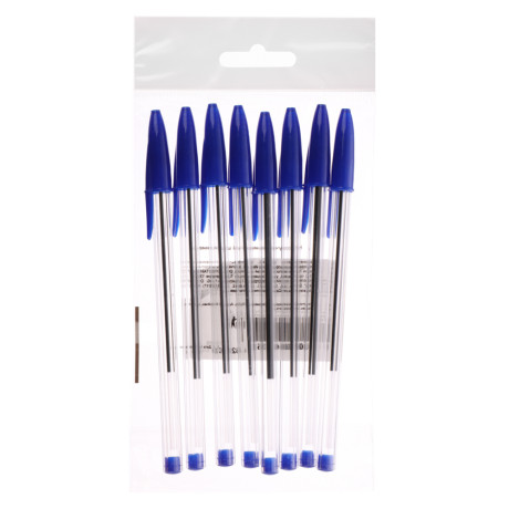 Набор ручек шариковых, синие, 8 шт. в уп.