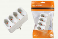 TDM разветвитель (тройник) 4 роз. 2,5 А  под плоскую вилку, земля, белый SQ1806-0203