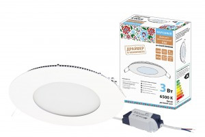 TDM св-к св/д Даунлайт НАРОДНЫЙ ультратонкий встраив. 3W 6500К 6K СВО/белый  SQ0329-0545